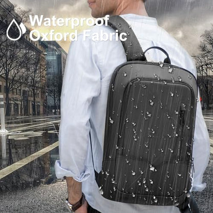 hk Backpack for Men Business Slim Laptop Bag - color: Black, size: 17.3 Inch