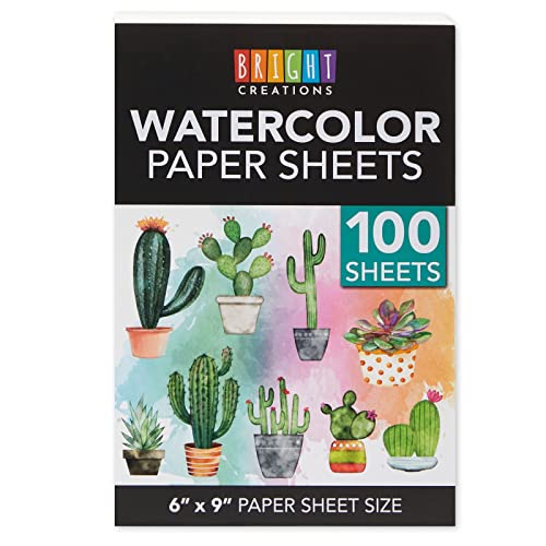 Bright Creations Cold Press Watercolor Paper for Artists and Beginners (6 x 9 in, 100 Sheets) - size: 6 x 9 In