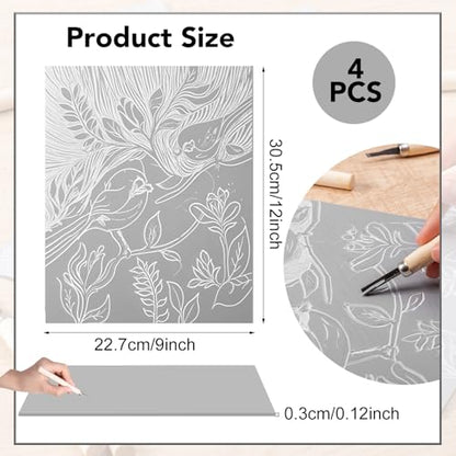 4 Pack Linoleum Blocks for Printmaking, 9 X 12 Inch, Soft Rubber - size: 9 x 12 Inch