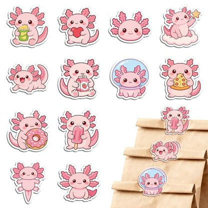 MAYJOYDIY 24Pcs 12 Styles Axolotl Acrylic Chip Clips Cute Salamander Bag Sealer Sealing Closures Pink Animal Bag Clips for Food Storage Airtight Seal Grip - color: Animal