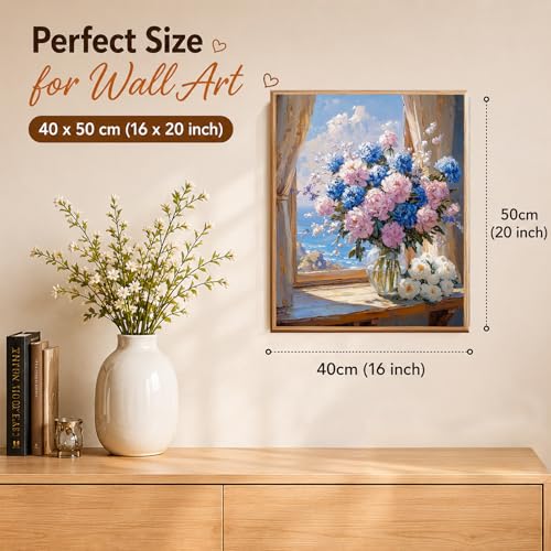 AUKELHJ Paint by Numbers Kit for Adults Beginner, Vase Flowers, 16X20 Inch - color: 17-Flowers