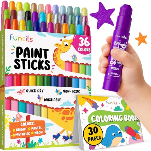 36 Washable Markers, Tempera Paint Sticks for Kids - Toddler Crayons 1-3 - color: 36 Thick