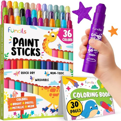 36 Washable Markers, Tempera Paint Sticks for Kids - Toddler Crayons 1-3 - color: 36 Thick