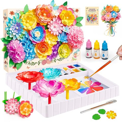 Kiditos Paper Flower Kit, Magic Color Changing Flower Craft Kit for Kids