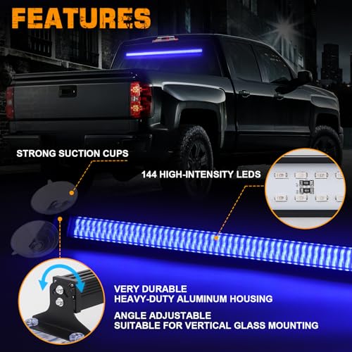 XRIDONSEN 35 inch Traffic Advisor Light Bar 144 LED Blue Emergency Lights - color: Blue