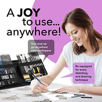 Castle Art Supplies 60 Piece Drawing, Sketching and Charcoal Set for Adults