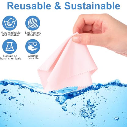Frienda 50 Pcs Microfiber Glass Cleaning Cloths Lens, Light Color - color: Light Color