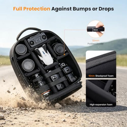 Cwatcun PU Leather Camera Backpack, DSLR Bag with Tripod Holder - color: Black, size: 9.0 Small