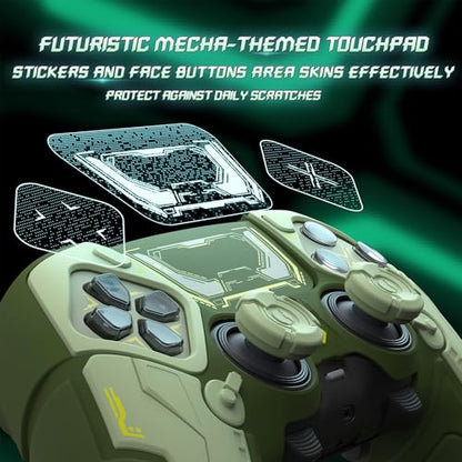 PlayVital for ps5 Edge Controller Silicone Cover Skin - Stellar Mecha Anti-slip Grip Protector for ps5 Edge Controller with Joystick Cap & Sticker, Shockproof Case - Army Green & Sage Green - color: Army Green & Sage Green