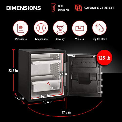 SentrySafe Black Fireproof Waterproof Floor Safe with Dial Combination Lock for Home or Office, 2.05 Cubic Feet, SFW205CWB - size: 2.05 cu. ft.