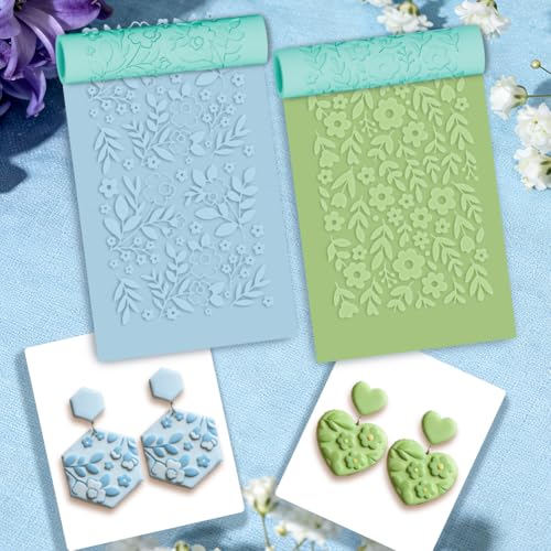 ORIGACH 5Pcs Flower & Plant Polymer Clay Texture Roller for Earring Making - style: Flowers & Plants