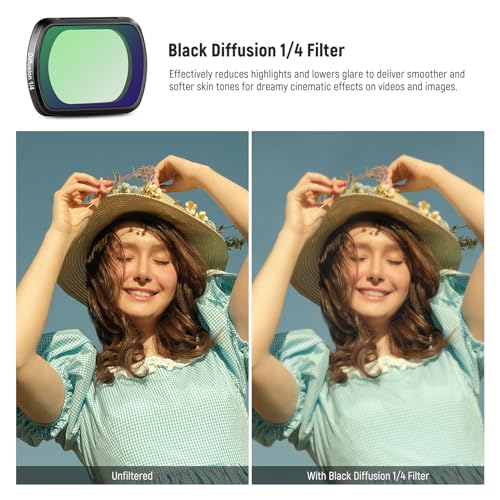 NEEWER Magnetic Filter Set Compatible with DJI Osmo Pocket 3 / Pocket 4 / Xtra Muse, 8x Star + Blue Anamorphic + LPR + Black Diffusion 1/4 Filter for Mist Cinematic Effect - style: 4 Pack Effect Filter