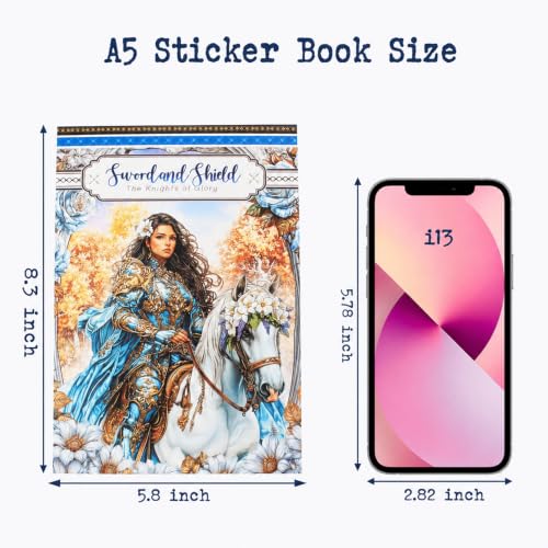 Dwpetzo Medieval Fantasy Sticker Book for Journaling, Collage, A5 Sheets - color: Sword and Shield