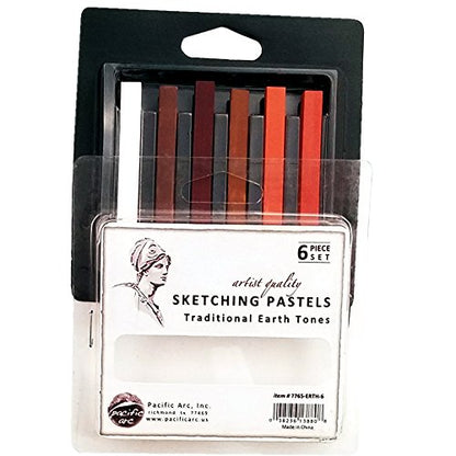 Pacific Arc - Sketching Pastel Set, 6pc, Semi-soft, Traditional Earth Tones - color: Earth Tones | Semi-Soft