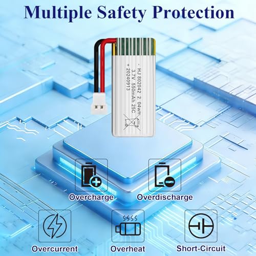 2Pcs 3.7V 400mAh Lipo Battery for RC Toy & Model (MX2.0) - size: 400mAh-MX2.0