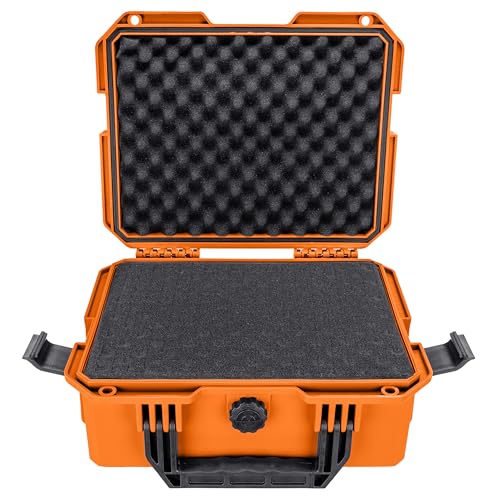 Eylar 13.8" Intact Series Compact Hard Camera Case, Lightweight and Durable Stacker Design with Foam - color: Orange