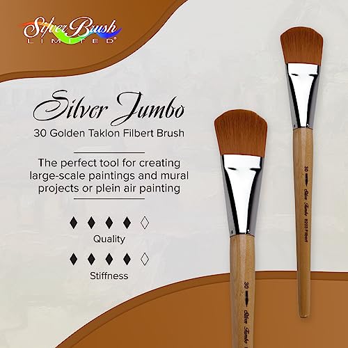 Silver Brush Limited Silver Jumbo Golden Taklon Filbert Brush, Size 30