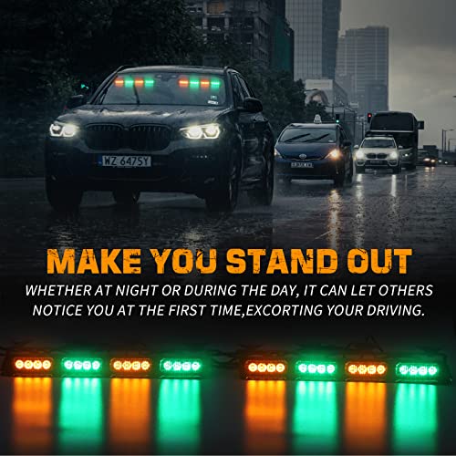 XRIDONSEN 2 in 1 2x 14 inch Strobe Light Bar - color: Amber/Green