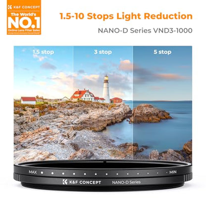K&F CONCEPT 37mm Variable ND Lens Filter ND3-1000 (1.5-10Stops) D-Series - size: 37MM