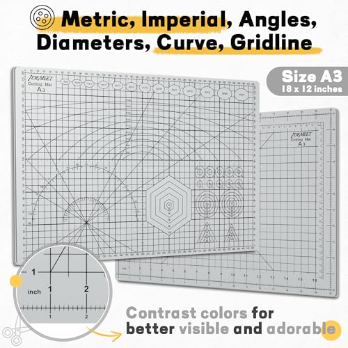 Self Healing Cutting Mat 18" x 12", A3 Double-Sided for Sewing & Quilting - color: Slate Gray, size: A3:18‘’x12‘’