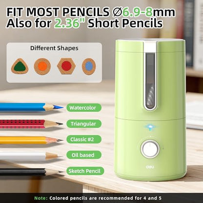 deli Electric Pencil Sharpener, Fully Automatic Pencil Sharpener - color: Green