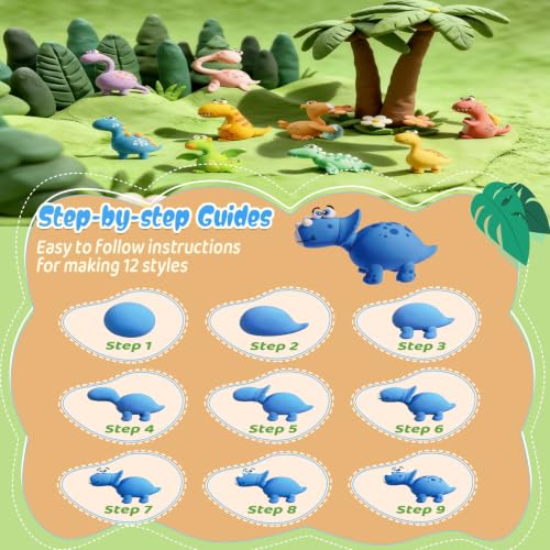 Air Dry Clay Kits, Kids Clay Set with Modeling Tools, DIY Art Crafts for Gifts Air Dry Clay Kit Set for Ages 3-12 Boys and Girl Creative Family DIY and Holiday Celebrations Birthday Party - style: Dinosaur Era