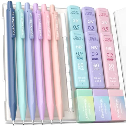 Four Candies Cute Mechanical Pencil Set, 0.9mm Bold Point, 6-Count Pack - style: 6PCS 0.9 mm