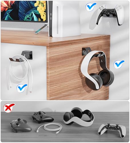 OIVO Controller & Headset Wall Mount Holder Stand, Foldable Headphone Stand, Gaming Controller Holder Hanger Hook, Universal Storage Organizer Controller/Earphone/Game Accessories-9 Packs - color: 8 X Controllers Holder