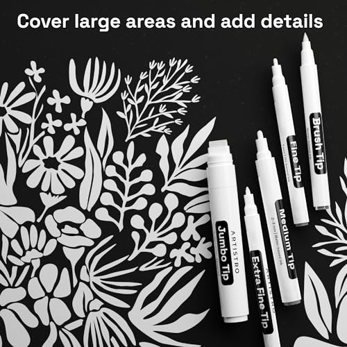 ARTISTRO White Paint Pens - Various Tips - Set of 5 - color: White