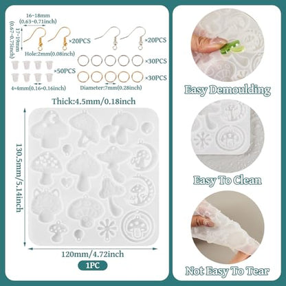 Elecrelive Cute Mushroom Earring Molds Colorful DIY UV Epoxy Resin Casting - color: Clear-Mushroom