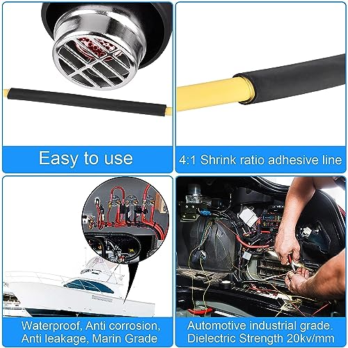 4:1 Dual Wall Adhesive Lined Heat Shrink Tube,Marine Grade Waterproof Shrink Wrap Tubing, Electrical Industrial Automotive Sealing Shrink Tube for Wire Insulation(16mm/10Feet, Black) - color: Black, size: 16mm/10Feet