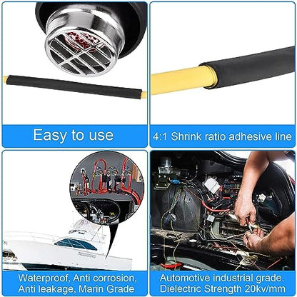 4:1 Dual Wall Adhesive Lined Heat Shrink Tube,Marine Grade Waterproof Shrink Wrap Tubing, Electrical Industrial Automotive Sealing Shrink Tube for Wire Insulation(16mm/10Feet, Black) - color: Black, size: 16mm/10Feet