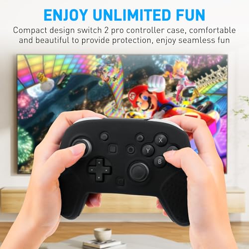 Silicone Switch 2 Pro Controller Case, Softshell Cover Compatible with Nintendo Switch 2 Pro Controller 2025, Ergonomic Comfort Grip Design Full-Body Skin Protector - Black - color: Black