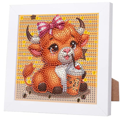 WEMEON Cow Diamond Art Kits for Kids with Frame 7x7 inch - color: Cow03