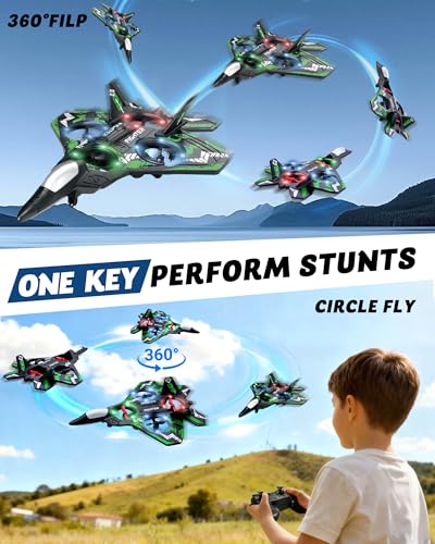 JoyRapt Drones for Kids, RC Plane, Remote Control Airplane with LED, Green - color: Green