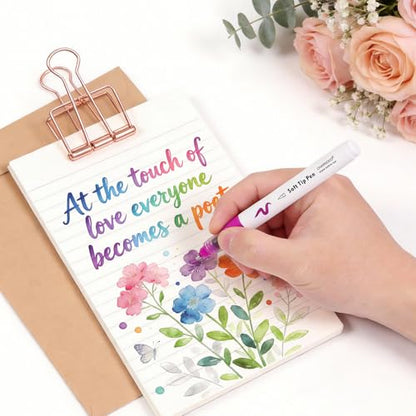 24 Colors Arts Sign Brush Pens, Felt Tip, Water-Based Ink