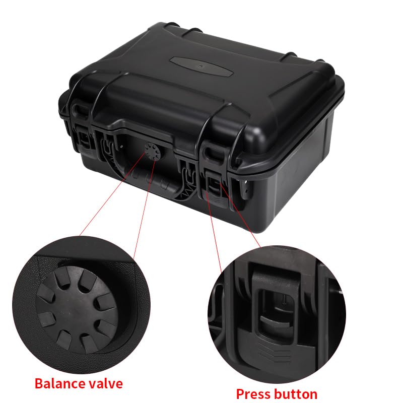 17in Waterproof Hard Shell Case with DIY Customizable Foam Insert (14.6 x 10.2 x 6.7in Interior) - color: Black-17in