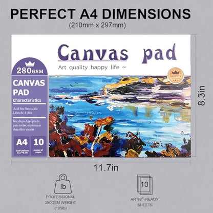 Canvas Paper Pad for Acrylic Painting, Oil Painting & Drawing, 10 Sheets