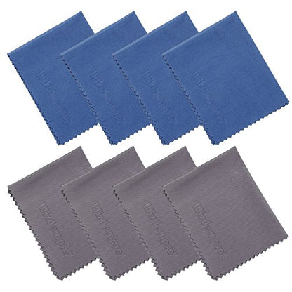 Wisdompro 8-Pack 6x7 Inches Soft Microfiber Cleaning Cloth, Grey/Blue - color: Grey + Blue