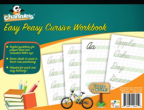 Channie’s Easy Peasy Cursive Handwriting Workbook for Kids, Tracing & Cursive Writing Practice Book, 80 Pages Front & Back, 40 Sheets, Grades 1st – 3rd, Size 8.5” x 11” - style: Easy Peasy Cursive