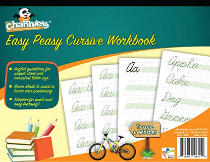 Channie’s Easy Peasy Cursive Handwriting Workbook for Kids, Tracing & Cursive Writing Practice Book, 80 Pages Front & Back, 40 Sheets, Grades 1st – 3rd, Size 8.5” x 11” - style: Easy Peasy Cursive