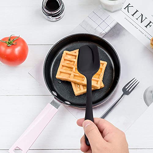 HOTEC Silicone Rubber Spatula Set, BPA-Free, Black, Set of 5 - color: Black