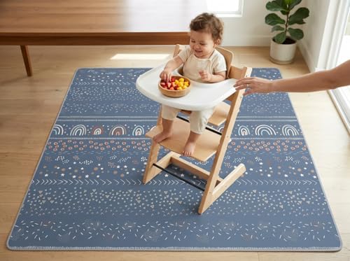 Splat Mat for Under High Chair, Waterproof Washable High Chair Floor Mat - color: Rainbow