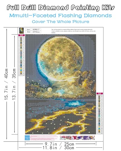 Moon Diamond Painting Kits for Adults, Beach Diamond Art Kits for Adults - color: Moon