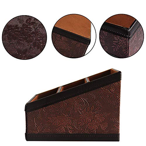 2 Pack PU Leather Remote Control Holder Storage Container for TV Remote Phone Caddy Eyeglasses（Brown） - color: 2packbrown
