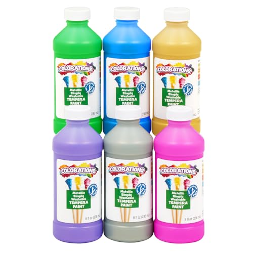 Colorations Paraben-Free Metallic Simply Washable Tempera Paint - color: Metallic, 6 Pack