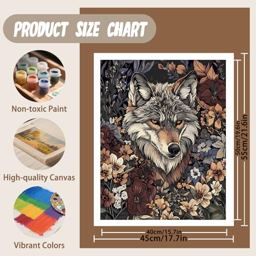 XTCIXAL Paint by Numbers Kit for Adults, Wolf, 16X20 Inch - color: 10-Wolf