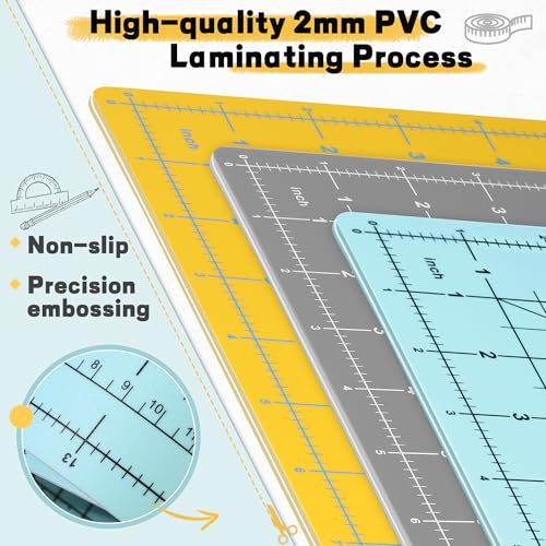 Self Healing Cutting Mat 18" x 12", A3 Double-Sided for Sewing & Quilting - color: Lemon Yellow, size: A3:18‘’x12‘’