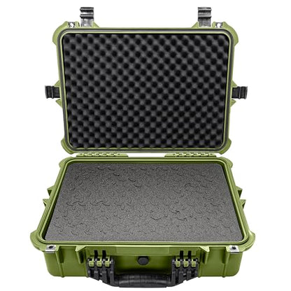 Eylar 20" Large Hard Case Equipped With Ragar Reconfigurable & Reusable XP Crosslinked Foam Insert, Waterproof, Shockproof For Equipment, Drones And Cameras (2 Ragar Layers) (Green)