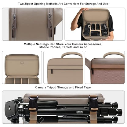 Camera Bag for Canon/Sony/Nikon DSLR SLR Camera and Multiple Lens Black - color: Black
